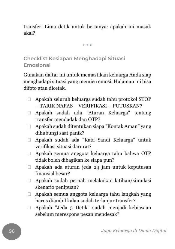 Cuplikan buku Checklist Keluarga
